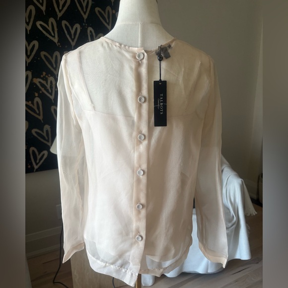 Talbots Sheer Cream Blouse - Picture 3 of 6